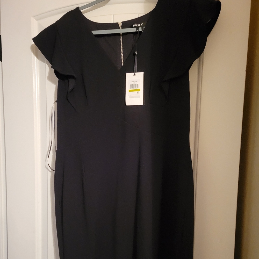 DKNY Black ruffle dress